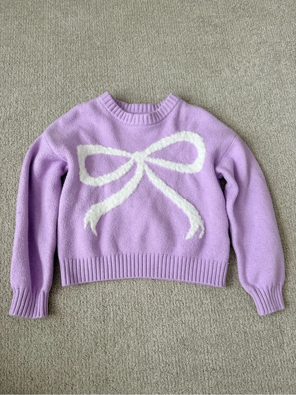 Old Navy Lavender Crewneck Sweater with White Bow